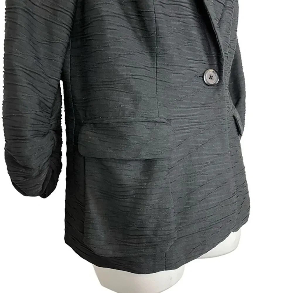 Chicos Black Stretch Knit Lined Suit Jacket Career Office 3/4 Sleeve Blazer 0 S